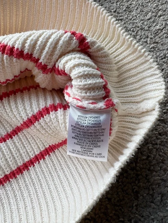 Buckle Z Supply Villa Striped 1/2 Zip Striped Sweater Red Pepper White size M - Picture 7 of 9